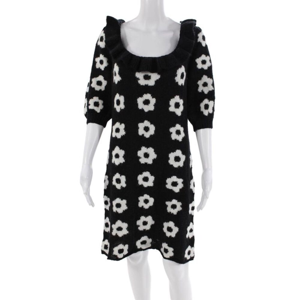 KITRI Womens Eleni Knit Mini Dress - Black Tiled Floral Size L